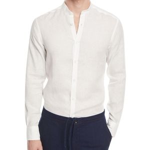 Ermenegildo Zegna Linen Band-Collar Sport Shirt